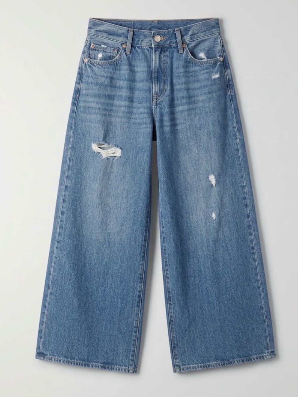 NWOT! Express Wide-Leg High Rise Ankle Distressed Jeans